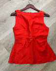Madewell 100% Linen Cinched Boatneck Sleeveless Top in Wild Poppy Red