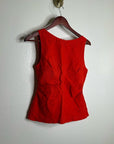Madewell 100% Linen Cinched Boatneck Sleeveless Top in Wild Poppy Red
