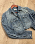 J. Crew 100% Cotton Denim Pearl Snap Button Down Collared Long Sleeve Top