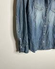 J. Crew 100% Cotton Denim Pearl Snap Button Down Collared Long Sleeve Top