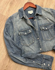 J. Crew 100% Cotton Denim Pearl Snap Button Down Collared Long Sleeve Top