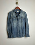 J. Crew 100% Cotton Denim Pearl Snap Button Down Collared Long Sleeve Top