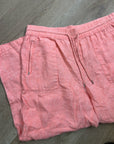 Athleta 100% Linen Wide Leg Drawstring Pant in Bright Coral