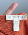 Eileen Fisher 100% Organic Linen Knit Pullover Slouchy Sweater Top Rust Orange