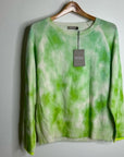 Brodie Cashmere 100% Cashmere Green Tie Dye Multicolor Pullover Sweater
