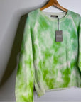 Brodie Cashmere 100% Cashmere Green Tie Dye Multicolor Pullover Sweater