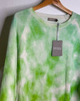 Brodie Cashmere 100% Cashmere Green Tie Dye Multicolor Pullover Sweater