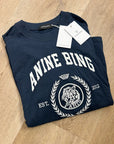 Anine Bing 100% Cotton Jaylin Collegiate Tee In Navy Blue