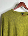 Eileen Fisher Organic Linen Cotton Green Knit Pullover Lightweight Sweater