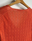 J. Crew 100% Linen Knit Orange Cable Knit V - Neck Sweater