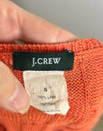 J. Crew 100% Linen Knit Orange Cable Knit V - Neck Sweater