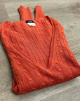 J. Crew 100% Linen Knit Orange Cable Knit V - Neck Sweater