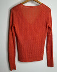 J. Crew 100% Linen Knit Orange Cable Knit V - Neck Sweater