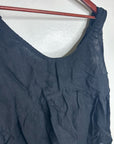 DEIJI STUDIOS 100% Linen Black Boxy Fit Scoop Neck Tank Top