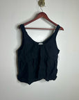 DEIJI STUDIOS 100% Linen Black Boxy Fit Scoop Neck Tank Top
