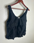 DEIJI STUDIOS 100% Linen Black Boxy Fit Scoop Neck Tank Top