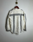 Madewell Linen Cotton Vertical Stripe Cream Black Button-Up Shirt