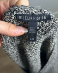 Eileen Fisher Organic Linen Wool Knit Black White Sleeveless Tunic Sweater