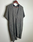 Eileen Fisher Organic Linen Wool Knit Black White Sleeveless Tunic Sweater