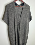 Eileen Fisher Organic Linen Wool Knit Black White Sleeveless Tunic Sweater