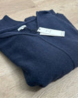 Unsubscribed 100% Cashmere Navy Blue V - Neck Oversized Sweater Front Seam