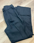 Banana Republic 100% Linen High Rise Relaxed Straight Leg Trouser Pant in Black