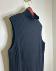 Lafayette 148 100% Cashmere Black Ribbed Turtleneck Knit Rib Sweater Tank Top