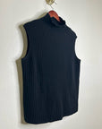 Lafayette 148 100% Cashmere Black Ribbed Turtleneck Knit Rib Sweater Tank Top