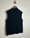 Lafayette 148 100% Cashmere Black Ribbed Turtleneck Knit Rib Sweater Tank Top