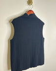 Lafayette 148 100% Cashmere Black Ribbed Turtleneck Knit Rib Sweater Tank Top