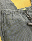 Eileen Fisher 100% Organic Linen Blue Black Checkered Pull on Drawstring Pant