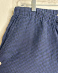 Eileen Fisher 100% Organic Linen Blue Black Checkered Pull on Drawstring Pant