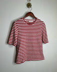 AG 100% Cotton Red Striped Short Sleeve Crew Neck T- Shirt