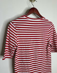 AG 100% Cotton Red Striped Short Sleeve Crew Neck T- Shirt