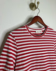 AG 100% Cotton Red Striped Short Sleeve Crew Neck T- Shirt