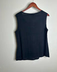 Lafayette 148 Silk Cotton Knit Black Scoop Neck Shell Tank