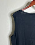 Lafayette 148 Silk Cotton Knit Black Scoop Neck Shell Tank