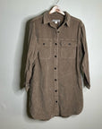 Outerknown 100% Organic Cotton Tan Brown Corduroy Button Down Shirt Dress