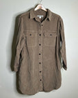 Outerknown 100% Organic Cotton Tan Brown Corduroy Button Down Shirt Dress