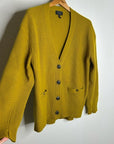 Rag & Bone 100% Cashmere Thick Textured Knit Boyfriend Cardigan Mustard Yellow