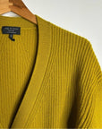 Rag & Bone 100% Cashmere Thick Textured Knit Boyfriend Cardigan Mustard Yellow