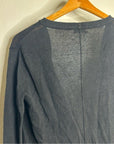 Garnet Hill 100% Linen Knit Lightweight Slouchy Black Button Down Cardigan