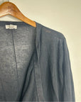 Garnet Hill 100% Linen Knit Lightweight Slouchy Black Button Down Cardigan