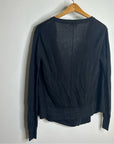 Garnet Hill 100% Linen Knit Lightweight Slouchy Black Button Down Cardigan