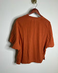 AG Linen Cotton Rust Color Oversized Boxy Fit Short Sleeve Top