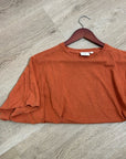AG Linen Cotton Rust Color Oversized Boxy Fit Short Sleeve Top