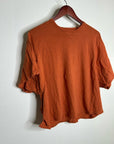 AG Linen Cotton Rust Color Oversized Boxy Fit Short Sleeve Top