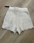 No Name 100% Cashmere Crochet Cream Drawstring Knit Shorts