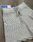 No Name 100% Cashmere Crochet Cream Drawstring Knit Shorts