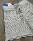 No Name 100% Cashmere Crochet Cream Drawstring Knit Shorts